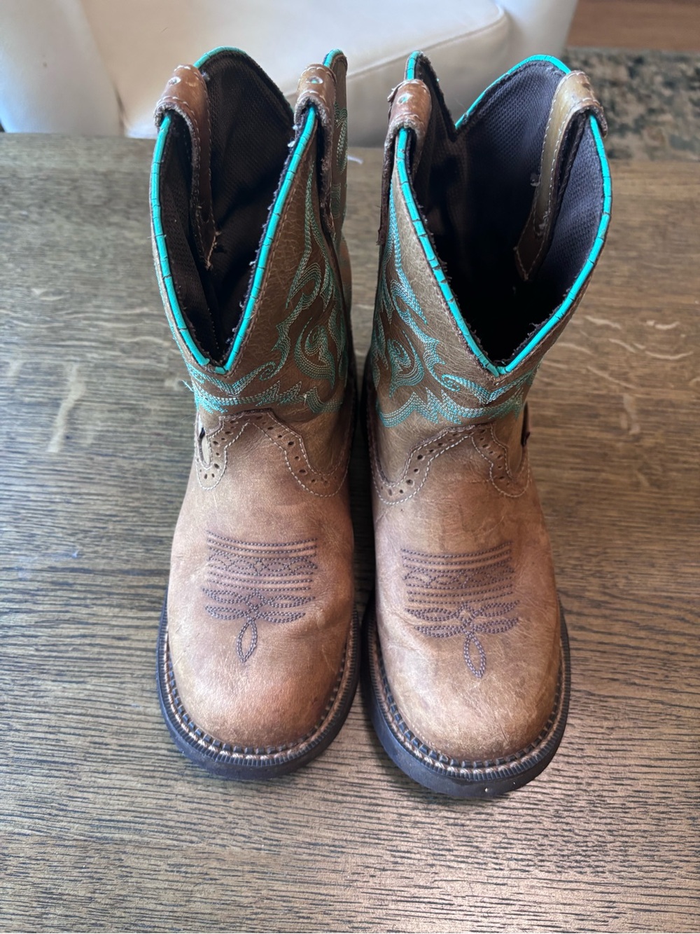 Justin Gypsy L9606 Brown Turquoise Embroidered Western Boots Size 8B